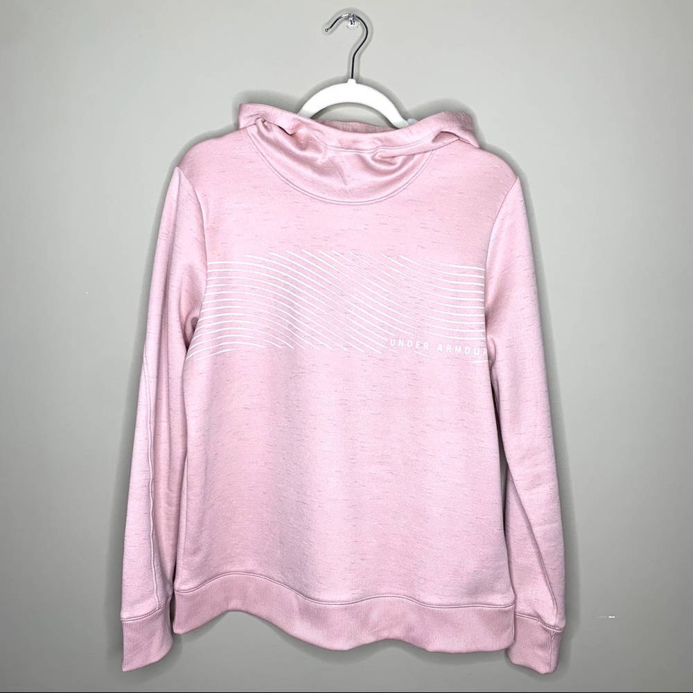 Under Armour Pink Scuba Neck Hoodie Textured Fleece Athletic Pullover M